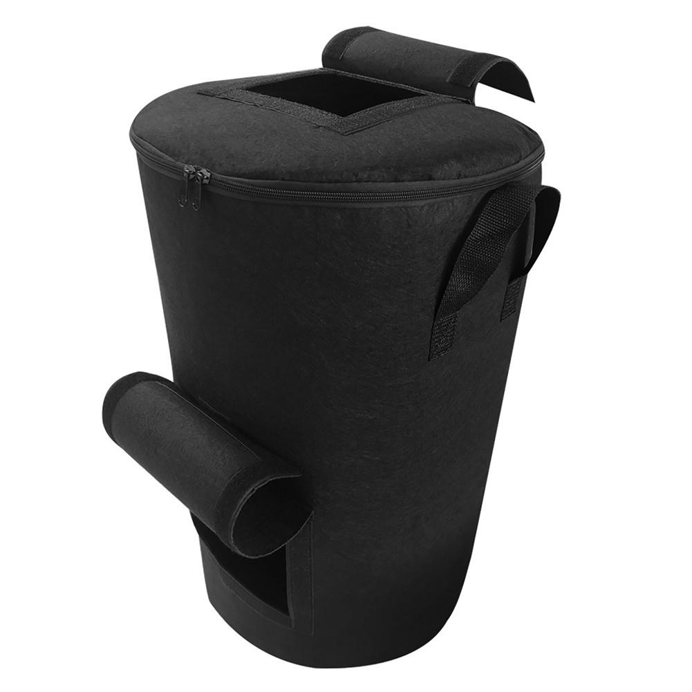 33 Gallons Durable Garden Yard Compost Bag With Lid Non-Woven Fabric Organic Compost Bag Garden Fertilizer Bag Plant Grow Bag