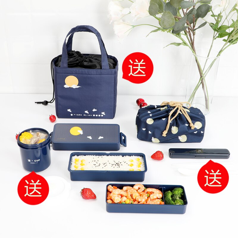 Japanese Style Double Layers Cute Lunch Box Microwavable Bento Boxes Tableware