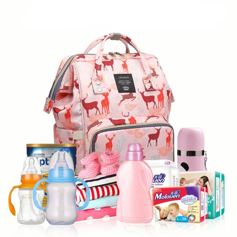 Lequeen Colorful Diaper Bag Waterproof Nappy Bag Large Capacity Maternity Bag Travel Backpack Nursing Bag