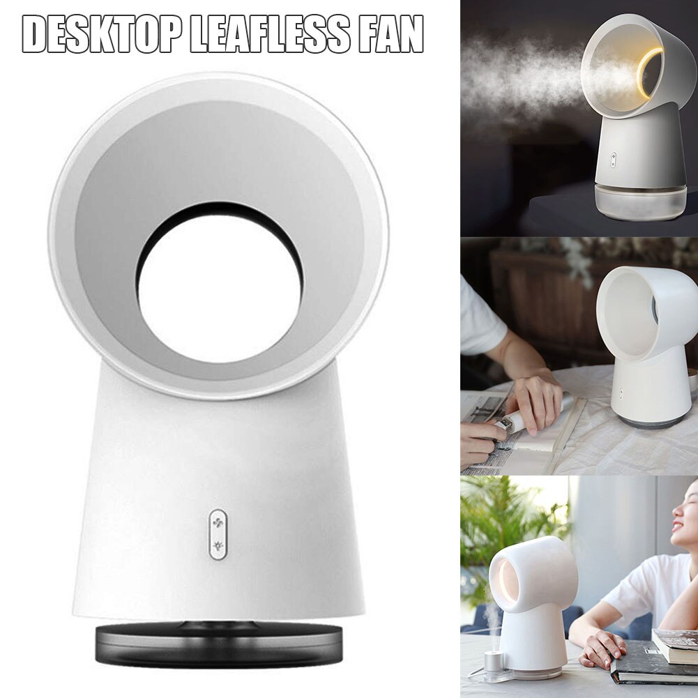 Bladlös fläkt 3 in 1 skrivbord kylfläkt luftfuktare led ljus funktion usb dimma fläkt för hemmakontor  pi669