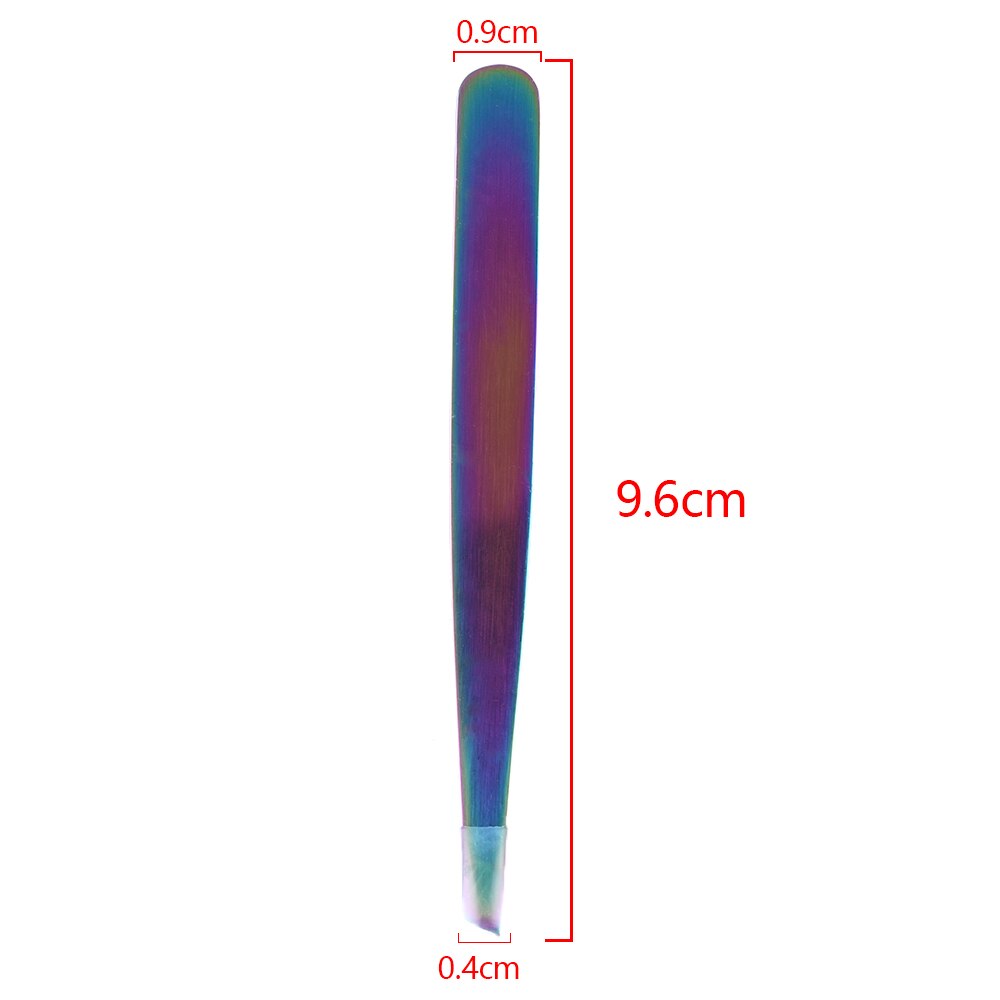 1PC Angled Slanted Eyebrow Tweezers Stainless Steel Face Hair Removal Eye Brow Trimmer Eyelash Clip Cosmetic Beauty Makeup Tool: rainbow1