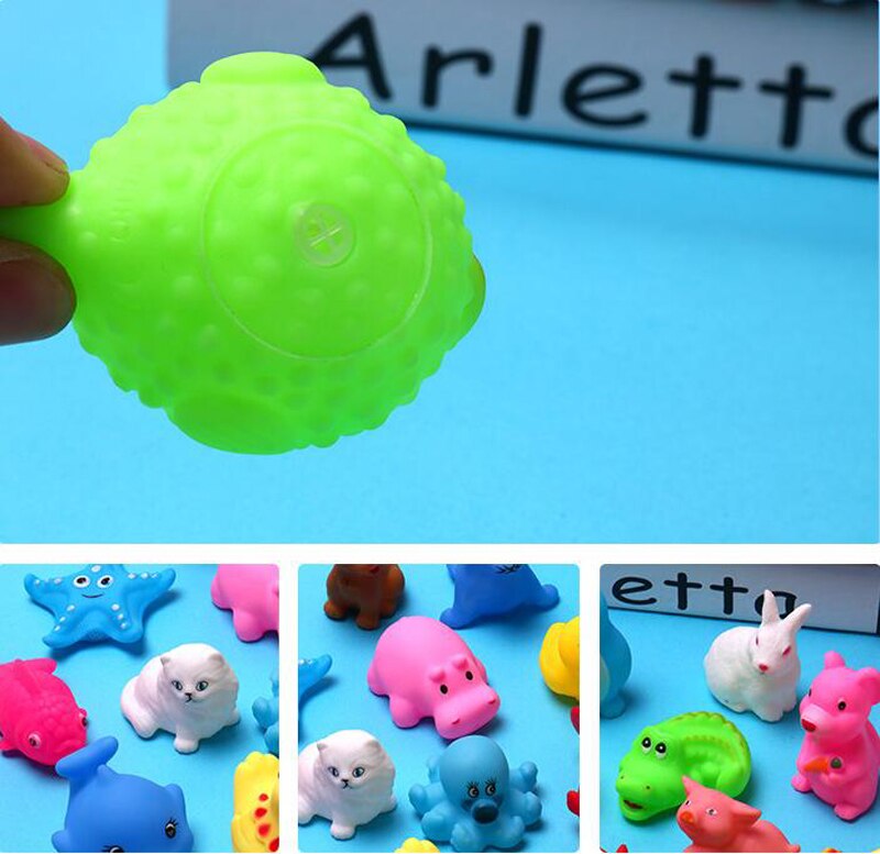 13Pcs/lot Cute Mixed Random Animals Soft Rubber Float Squeeze Sound Squeaky Bathing Toys For Baby GYH