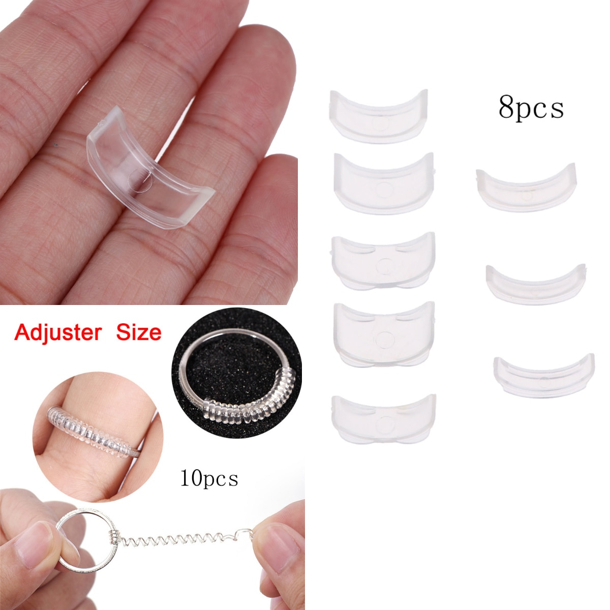 8Pcs/set Invisible Ring Size Adjuster For Loose Ring Size Reducer Spacer Ring Guard