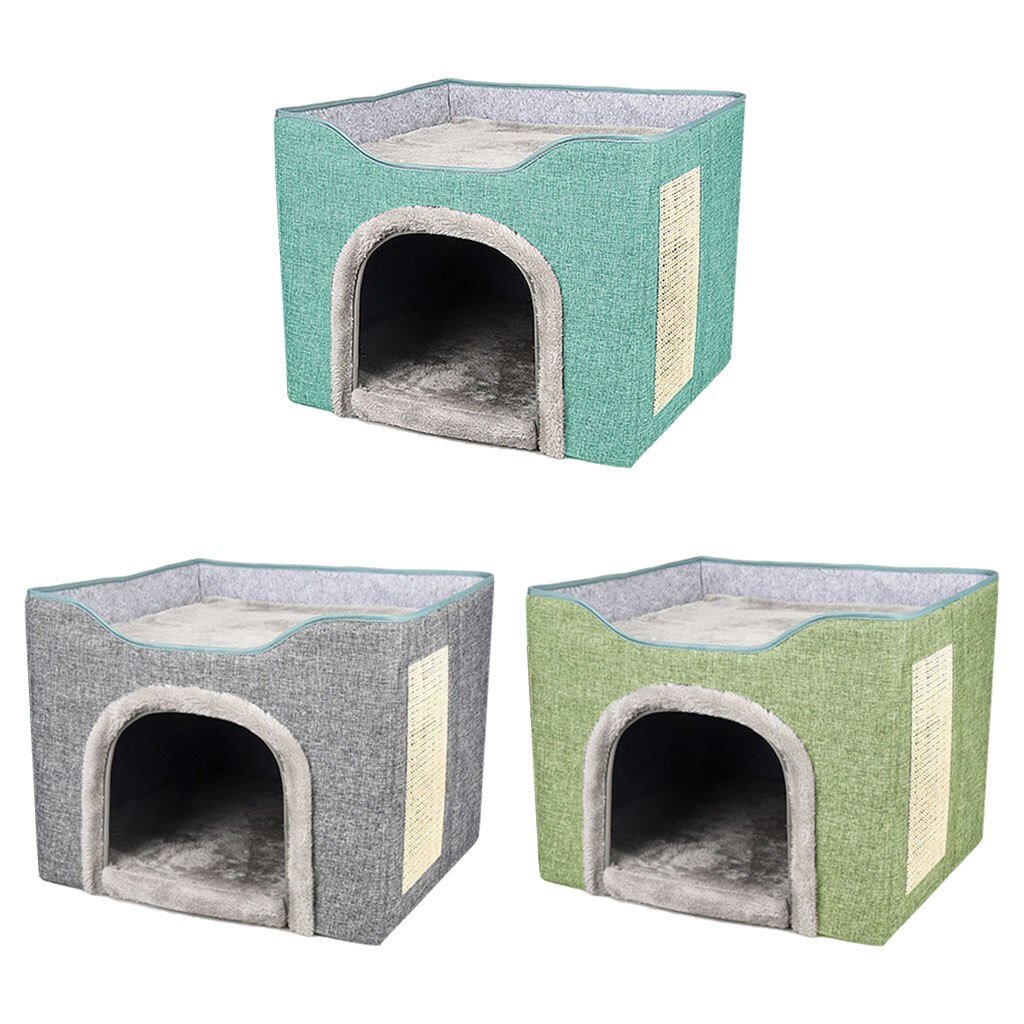 Lit pour chat pliable, résistant aux rayures, cachette pour chaton, grande grotte d&#39;hiver pliable pour chiot et chat d&#39;intérieur