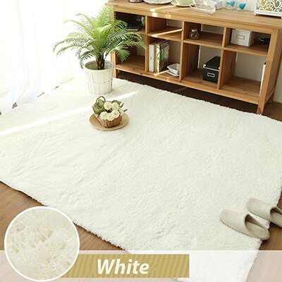 Living Room Carpet Bedroom Mat Soft Plush Tatami Mat Simple Baby Thicken Bedside Bed Front Bedroom Coffee Table Rug: white / 100cm x 160cm