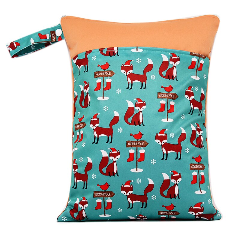 Diaper Storage Bag Waterproof Baby Carriage Storage Hanging Bag Portable Cute Print Double Zipper Diaper Stackers Pocket: 10