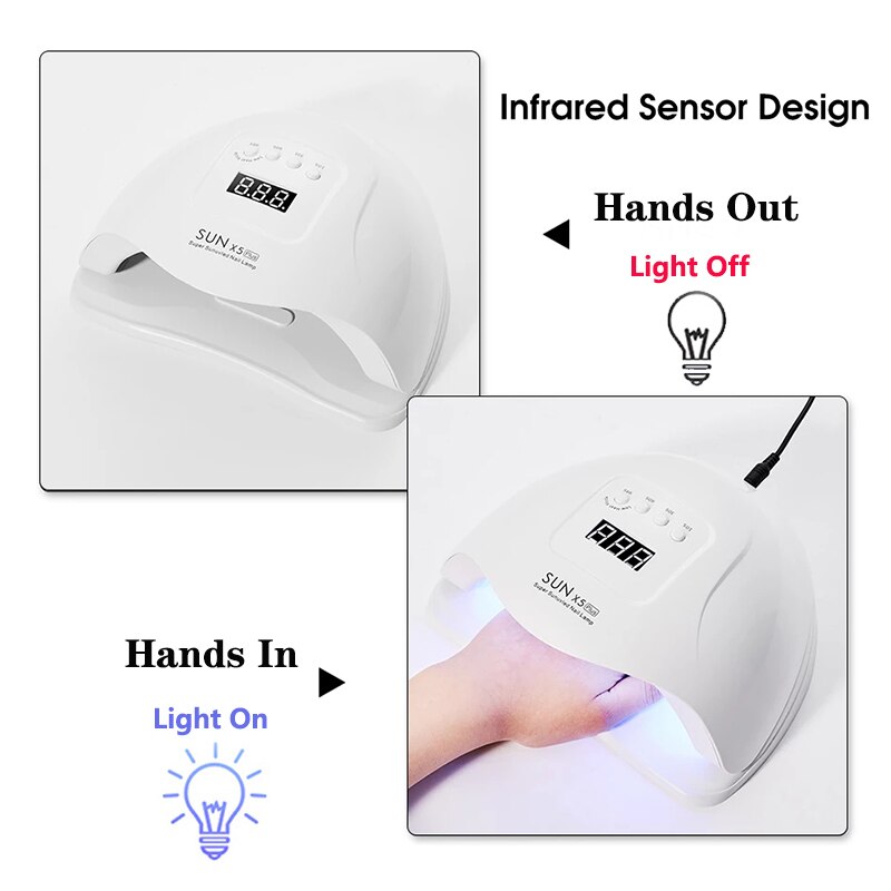 Secador de uñas con pantalla LCD, lámpara LED para manicura, 72W, UV, para curado de esmalte de Gel, con sensor de movimiento