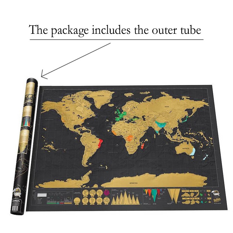 Deluxe Scratch Map 1Piece black mapa scratch off map travel scratch world map mapa mundi rascar 82.5 x 59.5cm