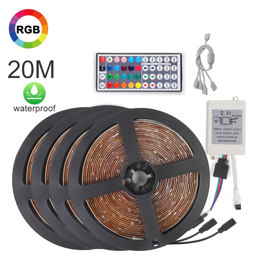 10M RGB 3528 LED Band Multicolor Changing LED Strip Light With 44key Remote Controller String Lights With Self-adhensive Tape: N