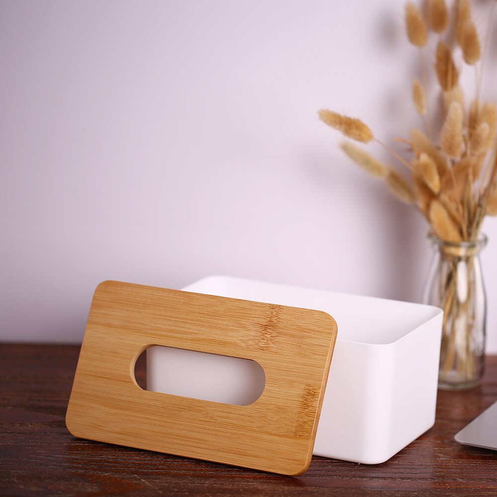 Moderne Tissue Box Servet Case Weefsels Papier Rolhouder Met Natuurlijke Bamboe Cover Plaat Ronde Tissue Box Voor Thuis Kantoor hotel