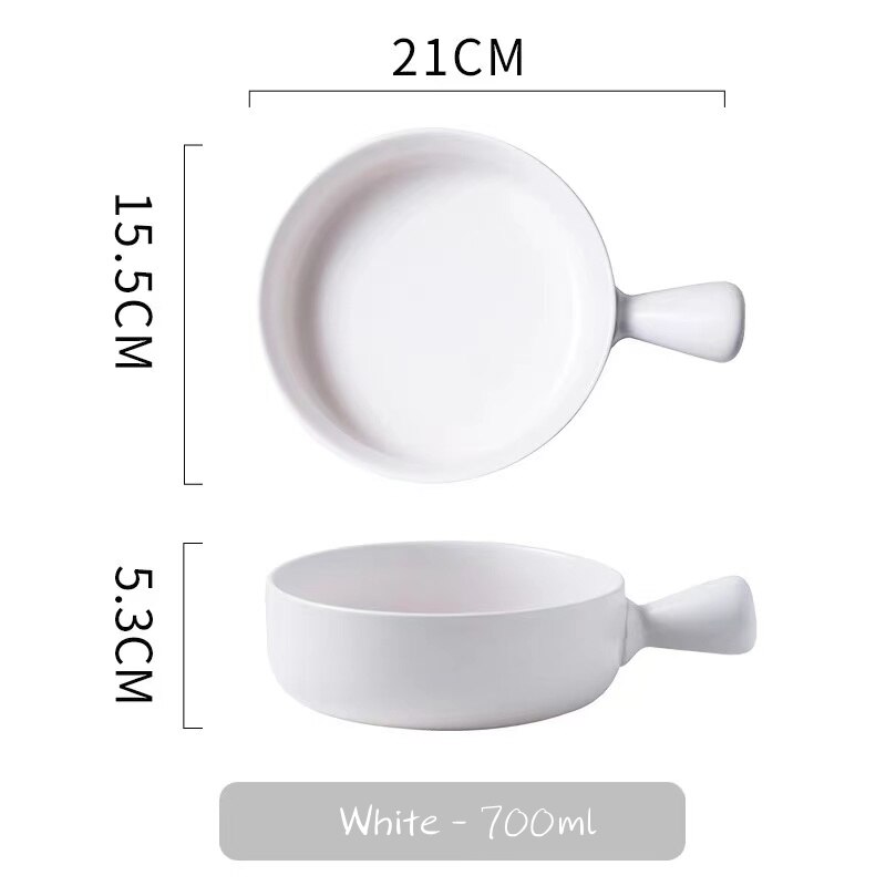 Nordic Ceramic Salad Bowl Single Handle Breakfast Cereal Fruit Bowl Solid Color Dessert Soup Noodle Bowl Microwave Oven Special: white