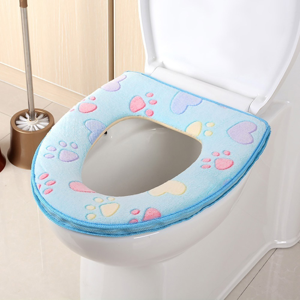 toilet seat cover Bathroom Warmer Toilet Seat Cloth Soft Closestool Washable Lid Top Cover Pad toilet accessories: D