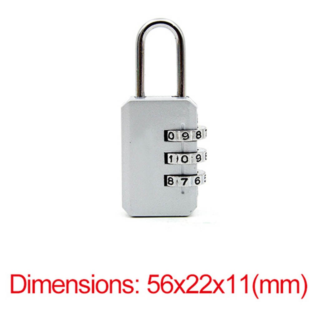 Nice 3 Digit Dial Combination Code Number Lock Padlock For Luggage Zipper Bag Backpack Handbag Suitcase Drawer durable Locks: silver