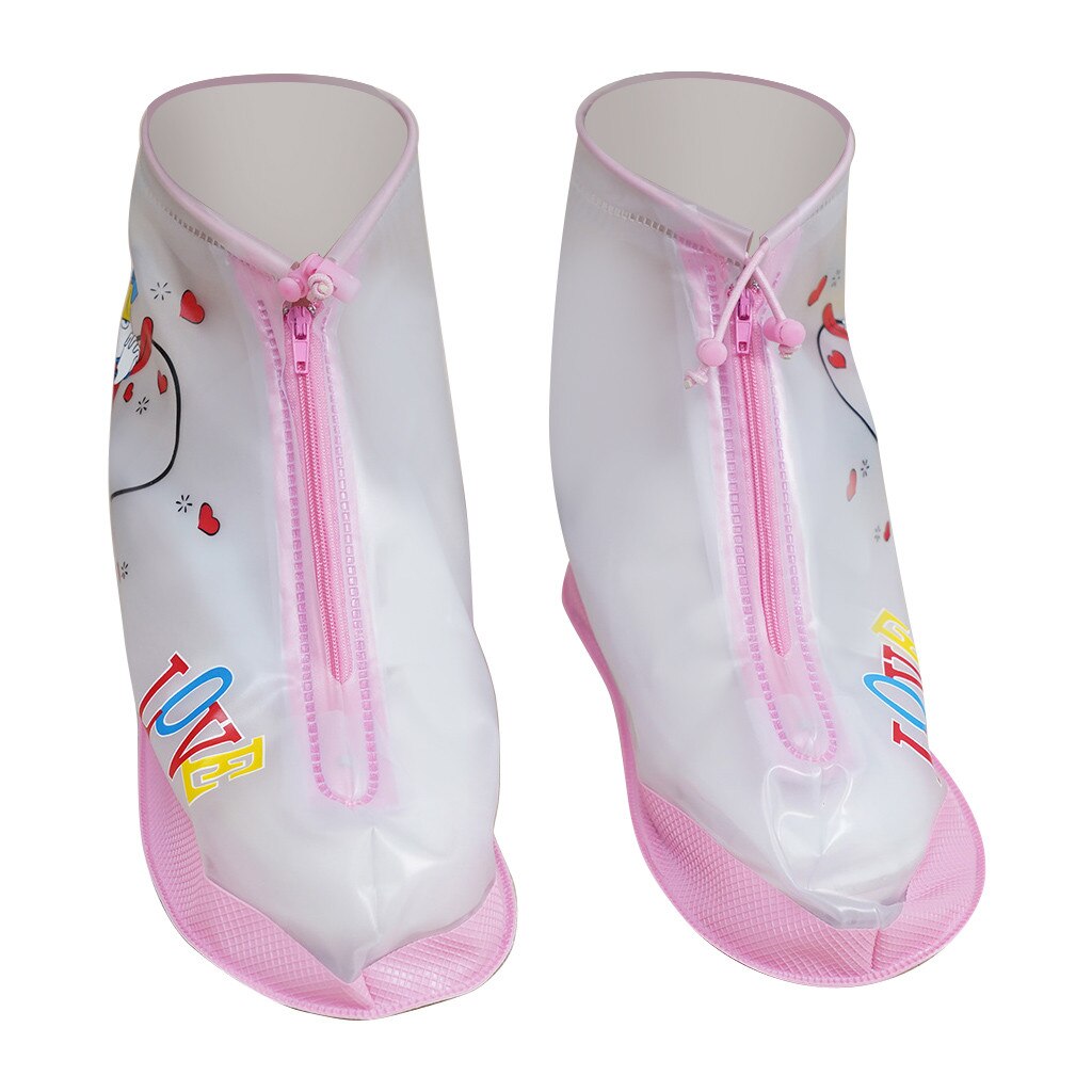 1Pair Non-disposable Protective Thicken Waterproof Carpet Cleaning Shoe Cover For Kids Children Outdoor Travel Shoe Cover A21#3: Pink / XL