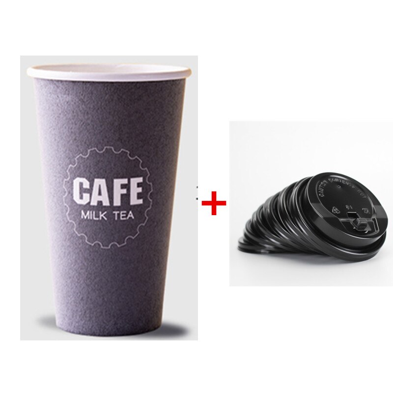 50 Stuks Dikker Schuim Wegwerp Koffie Cup 16Oz 500Ml Wedding Party Liefde Drinken Isolatie papier Cup Met Deksel: cup and lid3