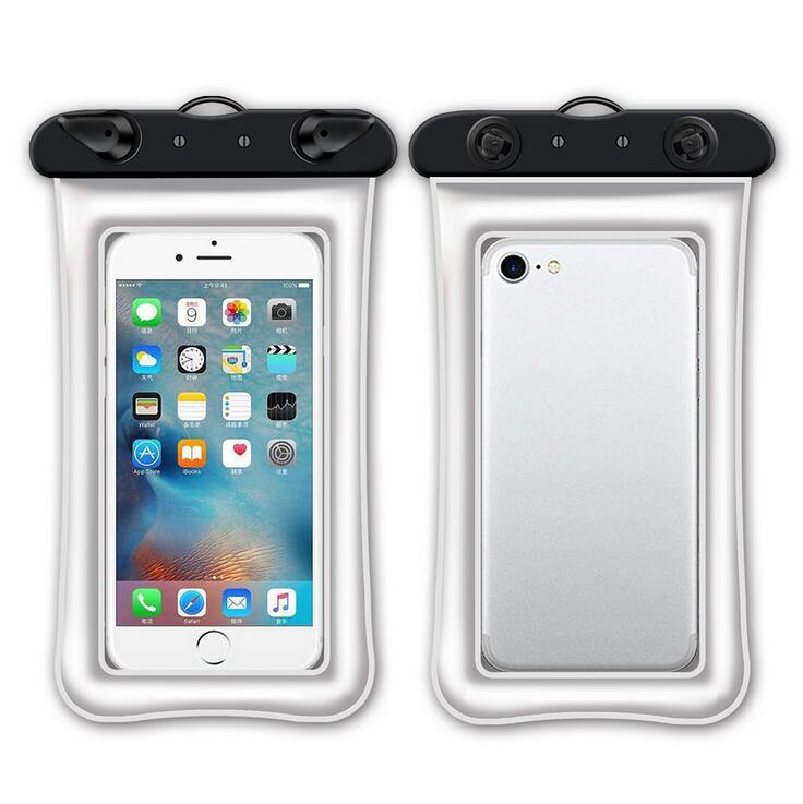 Airbag inflable flotante para teléfono móvil, bolsa impermeable para pantalla táctil, natación, transparente, impermeable, cubierta de teléfono móvil sellada mo: white