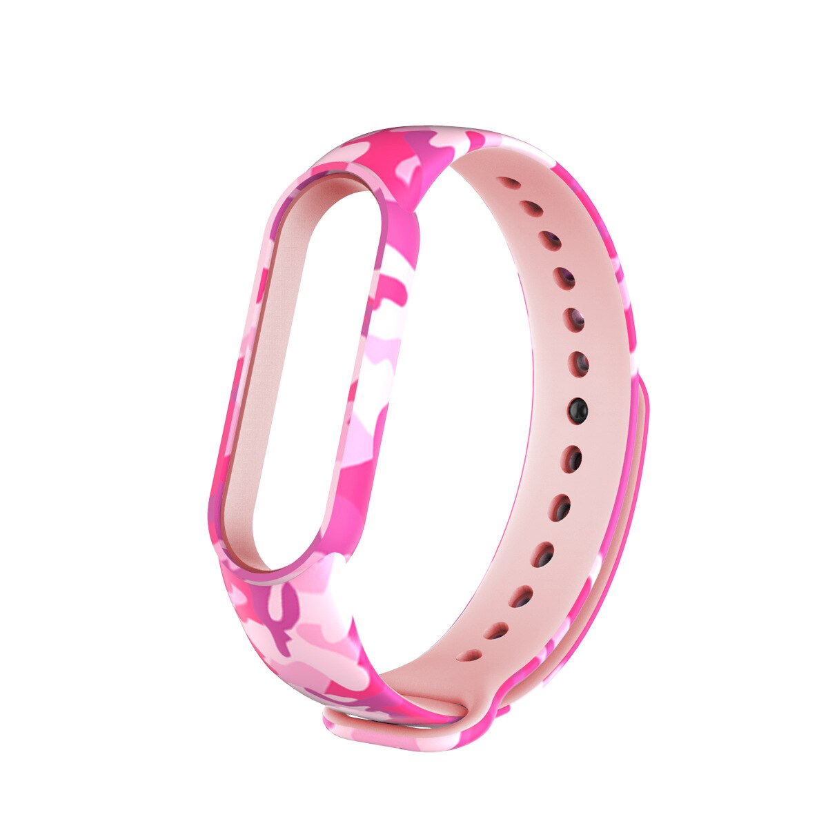 Print Pattern Bracelets Mi Band5 Mi Band 6 Strap Sports Wristband Adjustable Bracelets For Sport Silicone TPU straps: Camouflage pink