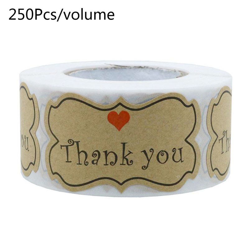 250 Stuks Dank U Stickers Natuurlijke Kraft Seal Labels Handgemaakte Bruiloft Bakken