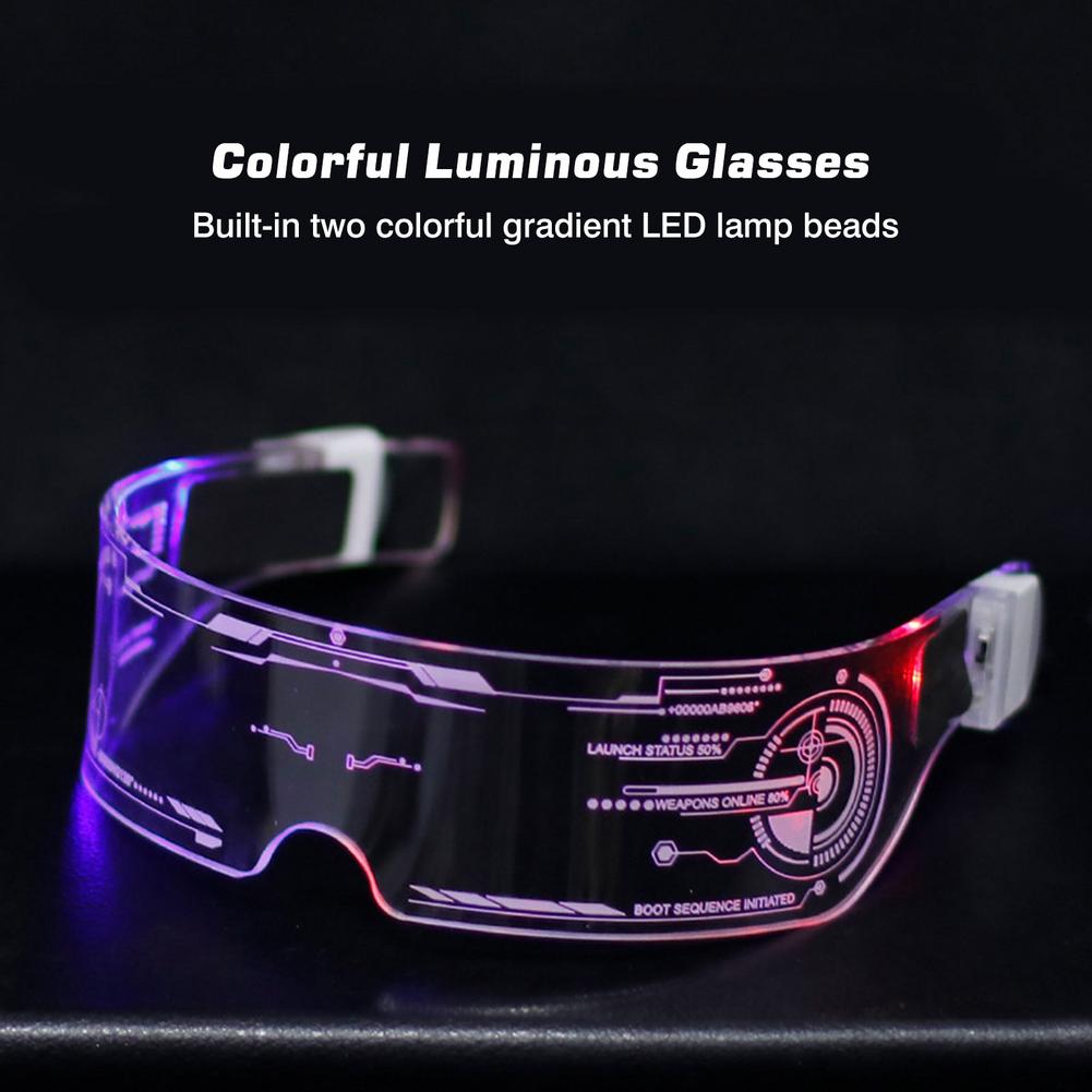 LED Luminous Glasses Futuristic Electronic Visor Glasses Light Up Glasses Prop For Halloween Festival KTV Bar Party Performance