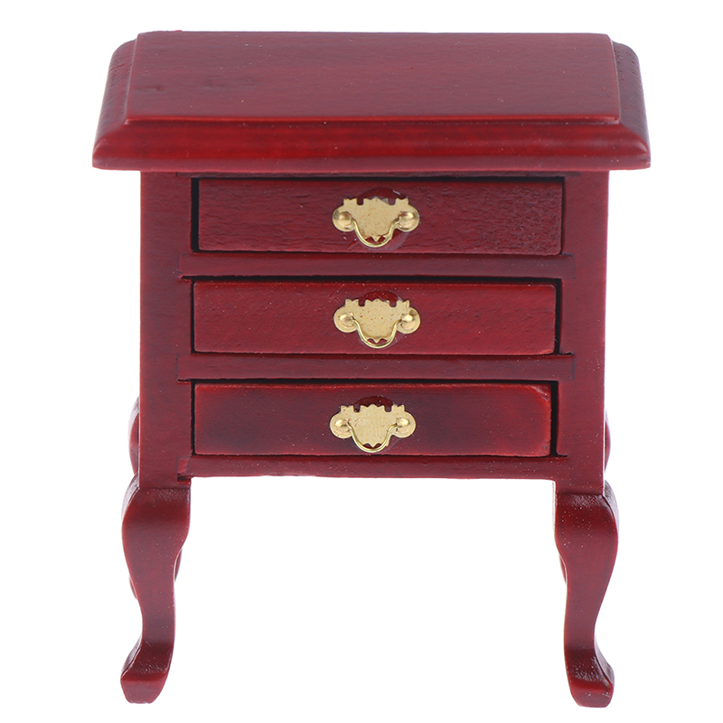 1:12 maßstab Holz Dollhouse Nachttisch Miniatur für Schlafzimmer Möbel Spielzeug: Rot