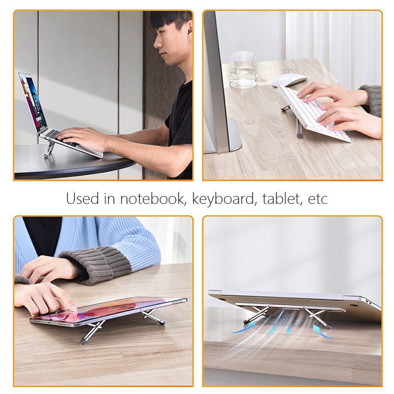 Aluminum Invisible Laptop Stand Keyboard Holder Foldable Height Adjustable For Macbook Pro Air Notebook Tablet Desk Stand