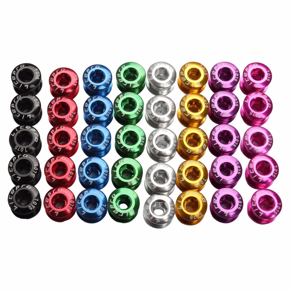 5 stks/partij Bike Crankstellen Kettingblad Bouten 6.5mm 8.5mm AL 7075 Aluminium MTB Road Fiets Kettingwiel Schroeven Kleur Bike accessoires