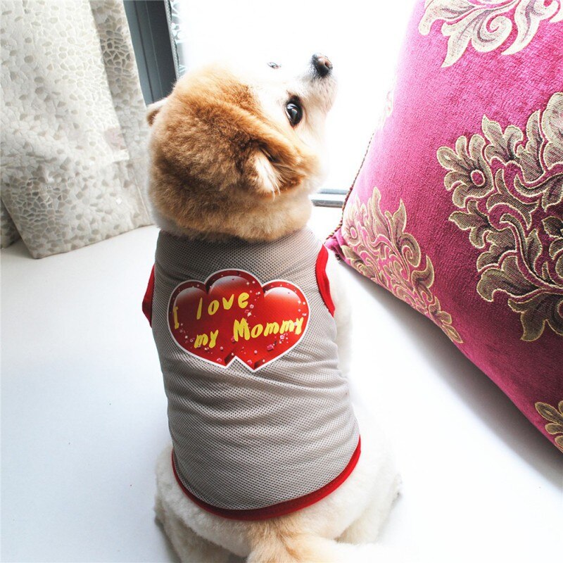 Small Dog Shirts Outdoor Sun Sunscreen Light Polyester Breathable Grid Dog Vests Love Clothes For Puppy Teddy Chihuahua#G