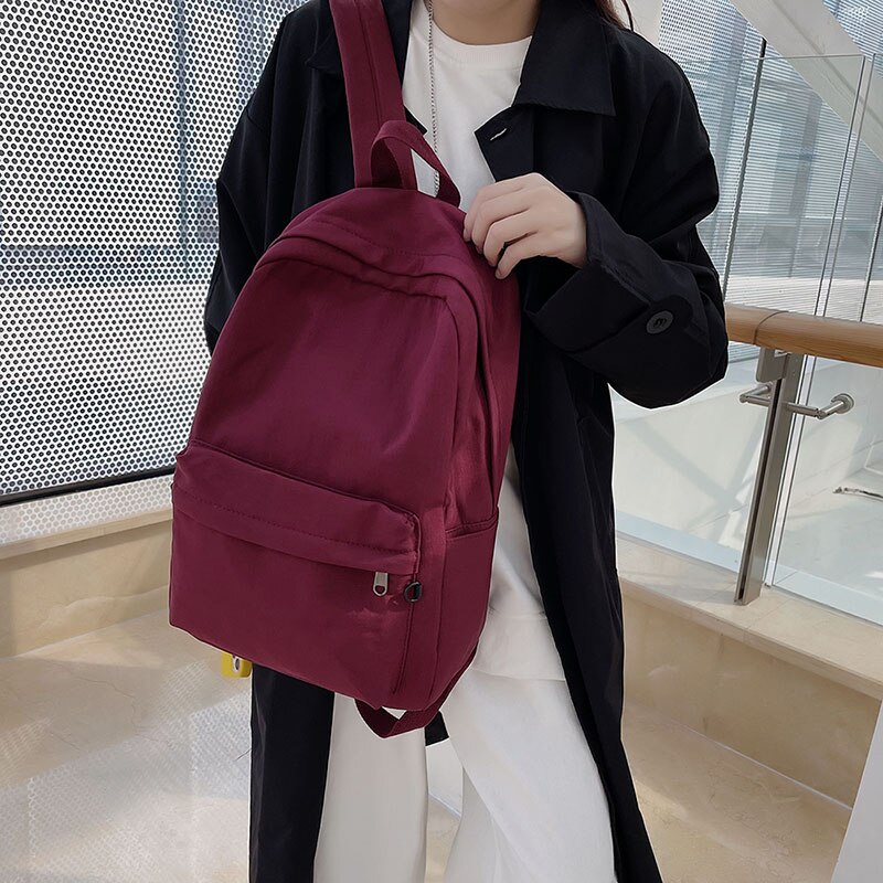 2022 Women Backpack Solid Color Shoulder Bag School Bag For Teenage Girl Children Female