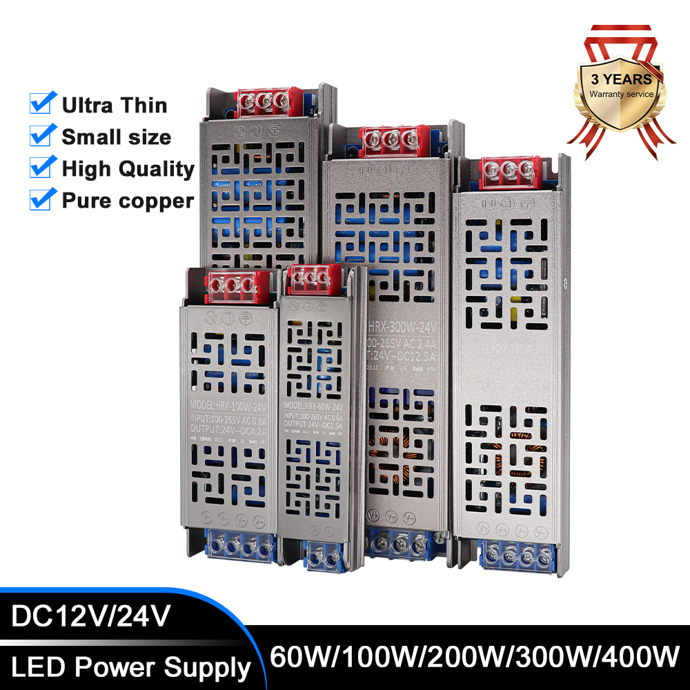 Full Watt Led Voeding Koperen Omhulsel Stille Ac Naar Dc 110V 220V Converter 60W 100W 200W 300W 400W Led Transformator 12V 24V