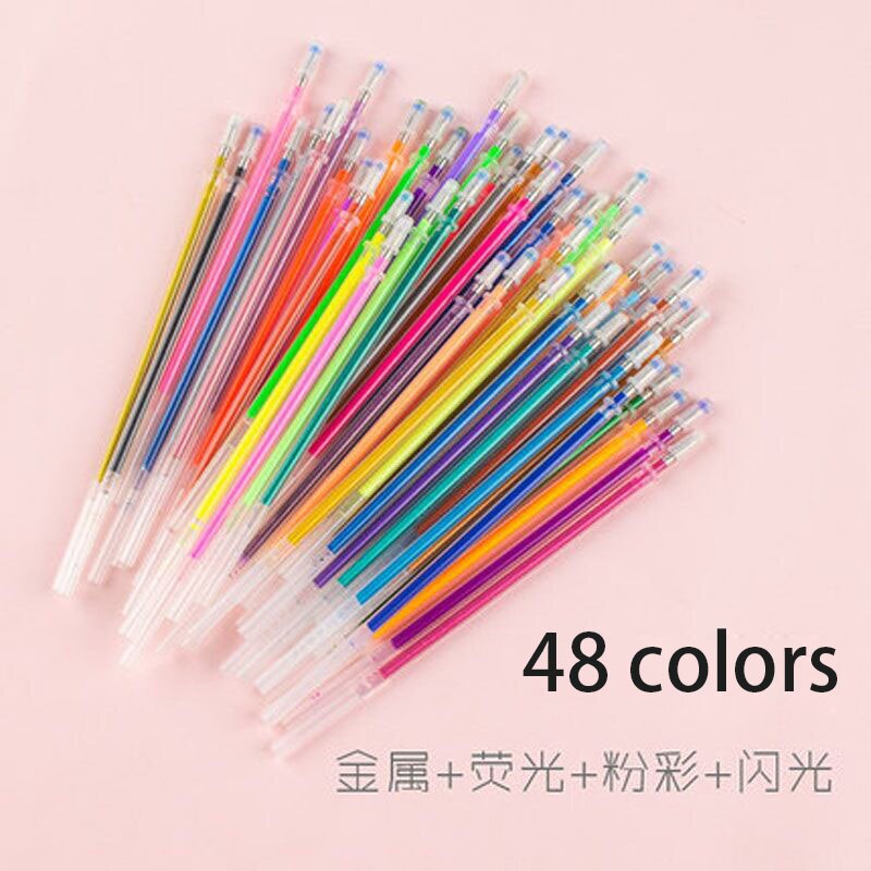144 pcs/lot Colorful Gel Pen Refill Signature Painting Drawing Ink Refills Office School Stationery Writing Supplies: G