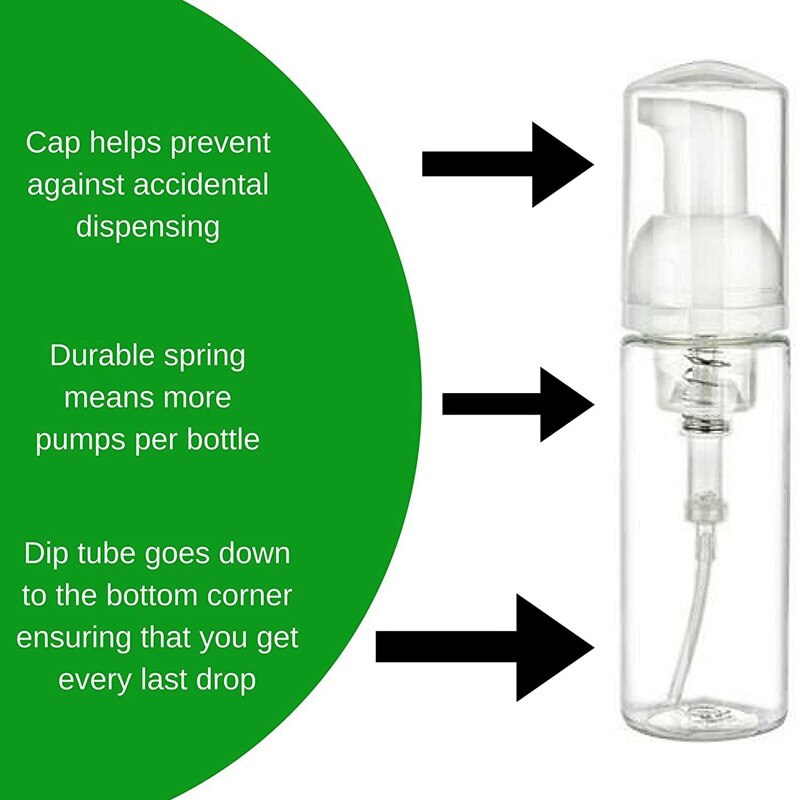 10 stk 50ml / 1.7oz.  skummende såpedispenser liten mini reisestørrelse tom skumpumpeflaskedispenser