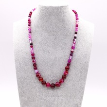 Natural Rose Onyx Stone Neckalce Hand Made Jewelry Accessory Crafts Natural Stone 6-12mm Beads Necklace