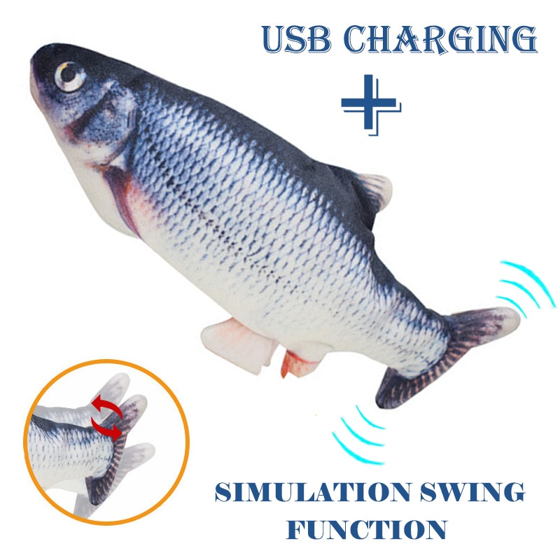 Juguete electrónico interactivo con forma de pez para gatos, juguete de simulación con carga USB, suministros para mascotas