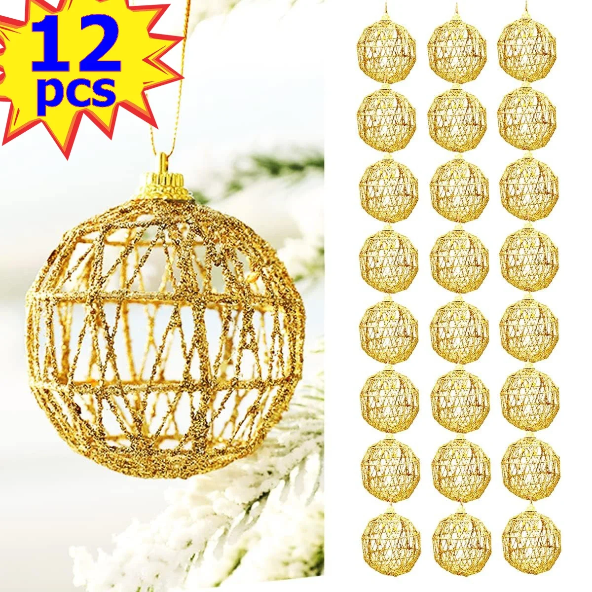 6-12 Stuks Kerst Kerstboom Gouden Bal Kerstballen Opknoping Party Ornament Decoratie Navidad Gouden Stofde Kerst Bal met Schalen