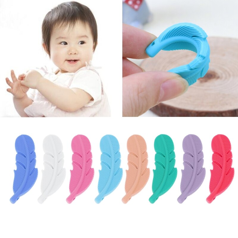 Silikone vedhæftning ammende fjer vedhæng baby teether silikone sutter tygge legetøj tænder halskæde