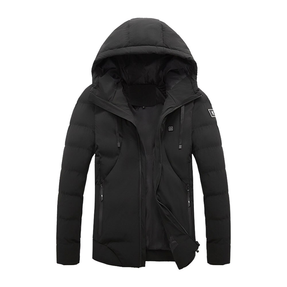 NWE-chaquetas de invierno cálidas con USB para hombre, termostato inteligente de Color puro con capucha, ropa calefactable, impermeables,: XXL