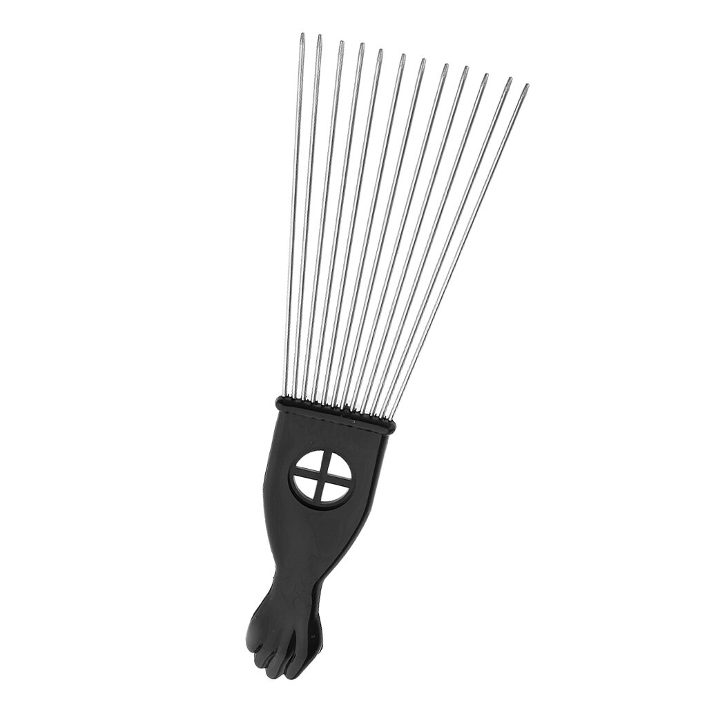 Metal Afro Comb Stainless Steel Hair Styling Comb Hairdressing Brush Barbers Black Fist Pick Comb Hairdressing Tool