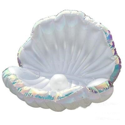 173cm Giant Inflatable Shell Pool Float Summer Water Air Bed Lounger Clamshell With Pearl Seashell Scallop Board