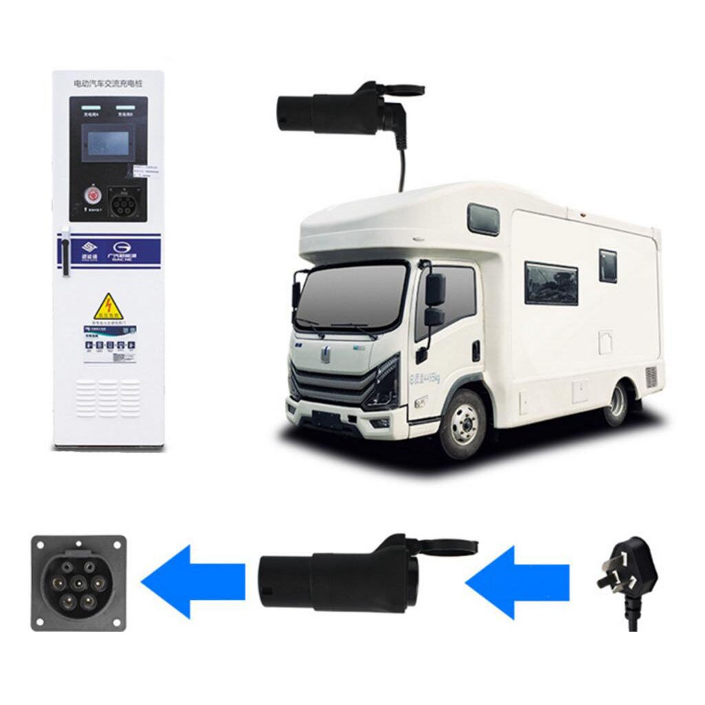 RV Power Cord Adapter Male To Female Camper Detachable 220V Black 7 Prong