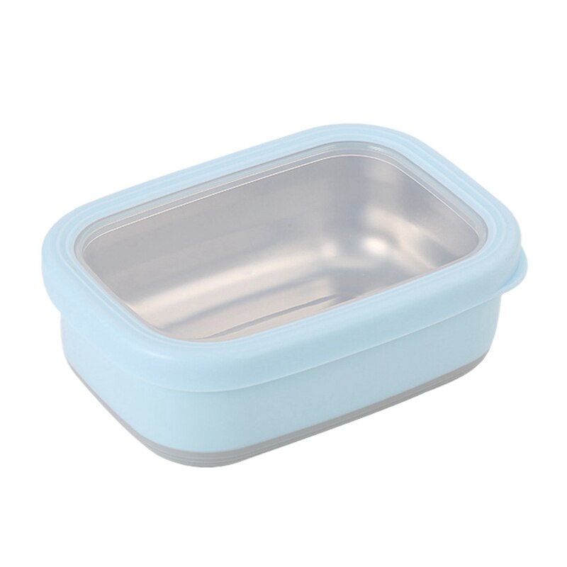 Rechthoekige Roestvrijstalen Scherper Box Voedsel Opslag Container Student Lunchbox Bento Box Keuken Tool Voedsel Lekvrij Opslag: Blauw / 470ml