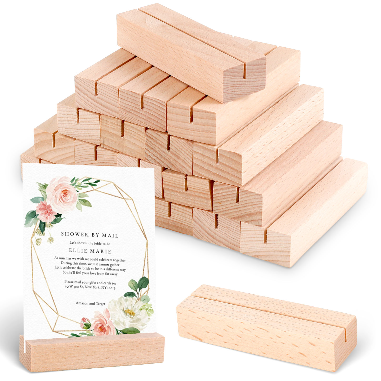 40/20pc Holz Basis Esstisch Tisch karten Halfter Tisch nummer Ständer Fotoclip Ständer Menü Regal Foto Memo Nummer Name Clip Basis