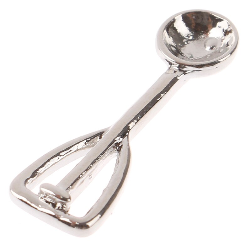 1PCS Mini 1:12 Sliver Dollhouse Ice Cream Spoon Miniature Pretend Play Kitchen Toy 2cm