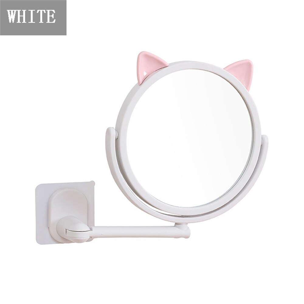 2 pcs Folding Makeup Mirror Wall Mount Vanity Mirror without drill Swivel Bathroom Mirror Suction Folding Arm Extend shaving: white 1 pcs