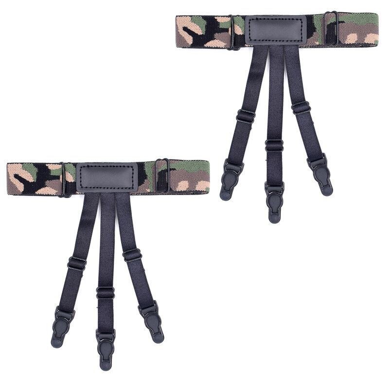 Women Shirt Garters Elastic Nylon Shirt Clip adjustable Clip de camisa Shirt Stays Garters Holders Resistance 1pair 5colors: Camouflage