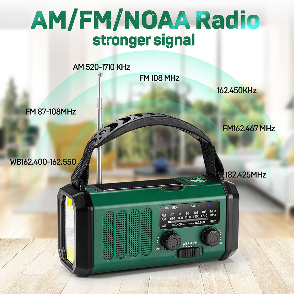 10000mAh Emergency Radio Solar Hand Crank Dynamo Radio FM/AM/NOAA Flashlight SOS Alarm Power Bank راديو الطوارئ רדיו ופנס חירום