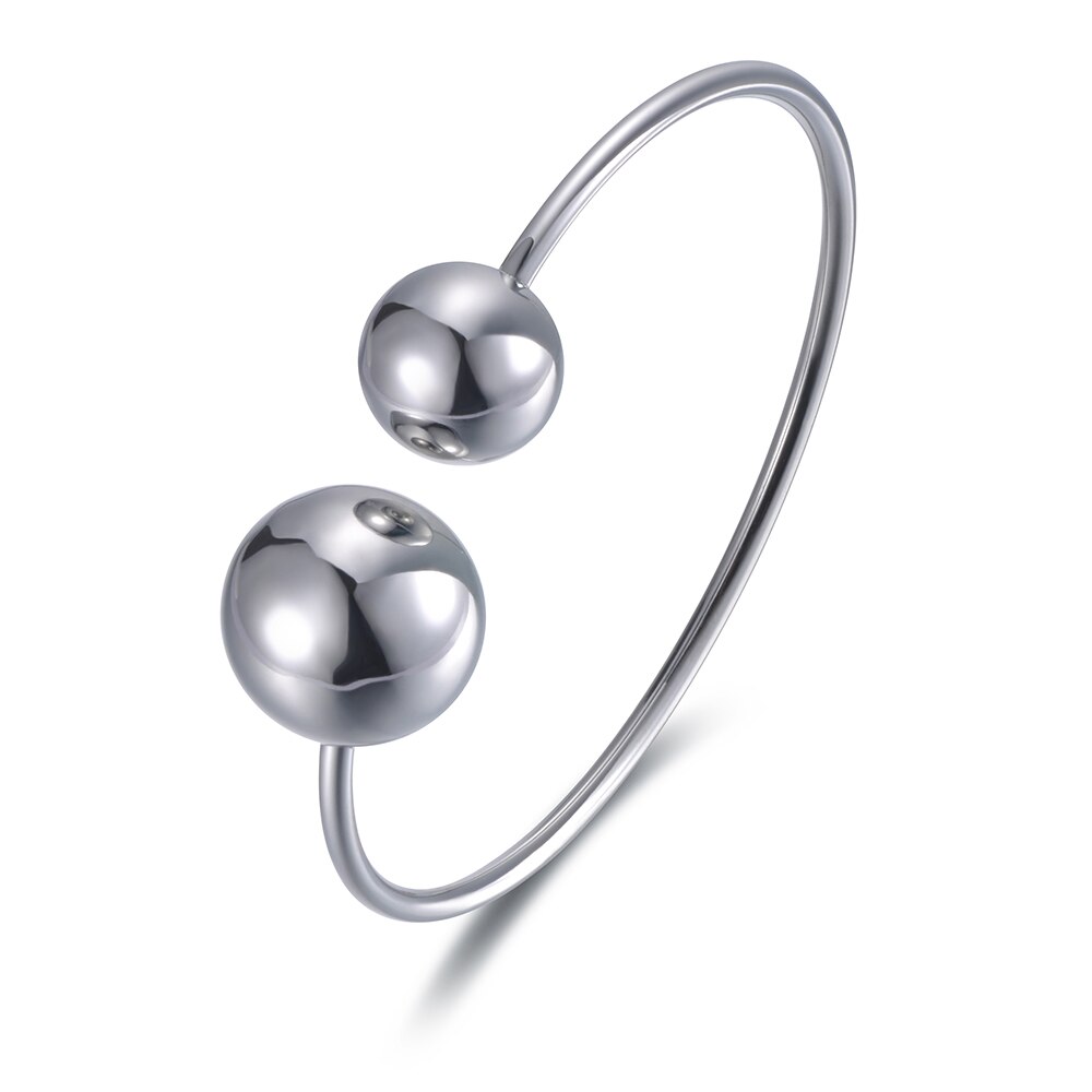 Lokaer Trendy Doppia Grande Sfera In Acciaio Inossidabile Del Polsino Dei Monili Del Braccialetto Per Le Donne di Colore Argento Del Braccialetto Del Braccialetto Regalo di San Valentino B19009