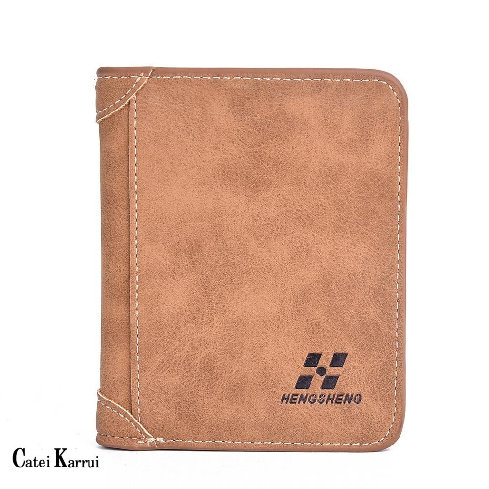 Catei Karrui Men's Wallet Short Frosted Leather Wallet Retro Three Fold Vertical Wallet Youth Korean Multi-Card Wallet