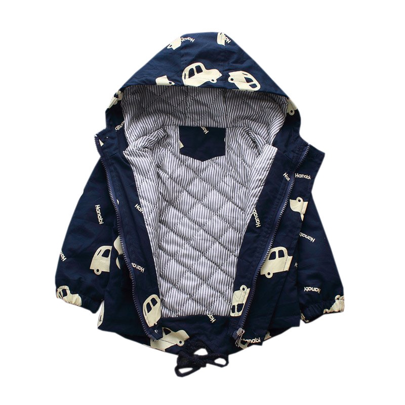Kinderen Winter Jas Katoenen Jas Cartoon Hooded Warmte Dikke Kinderen Auto Jas Jas Jas Sneeuw Jas Hooded Rits Overhemd