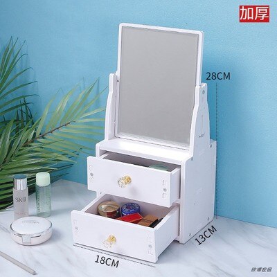 Mini skrivbords sminklåda med spegel kosmetisk förvaringslåda dressing spegel skönhetsspegel prinsessa flip bärbar liten spegel