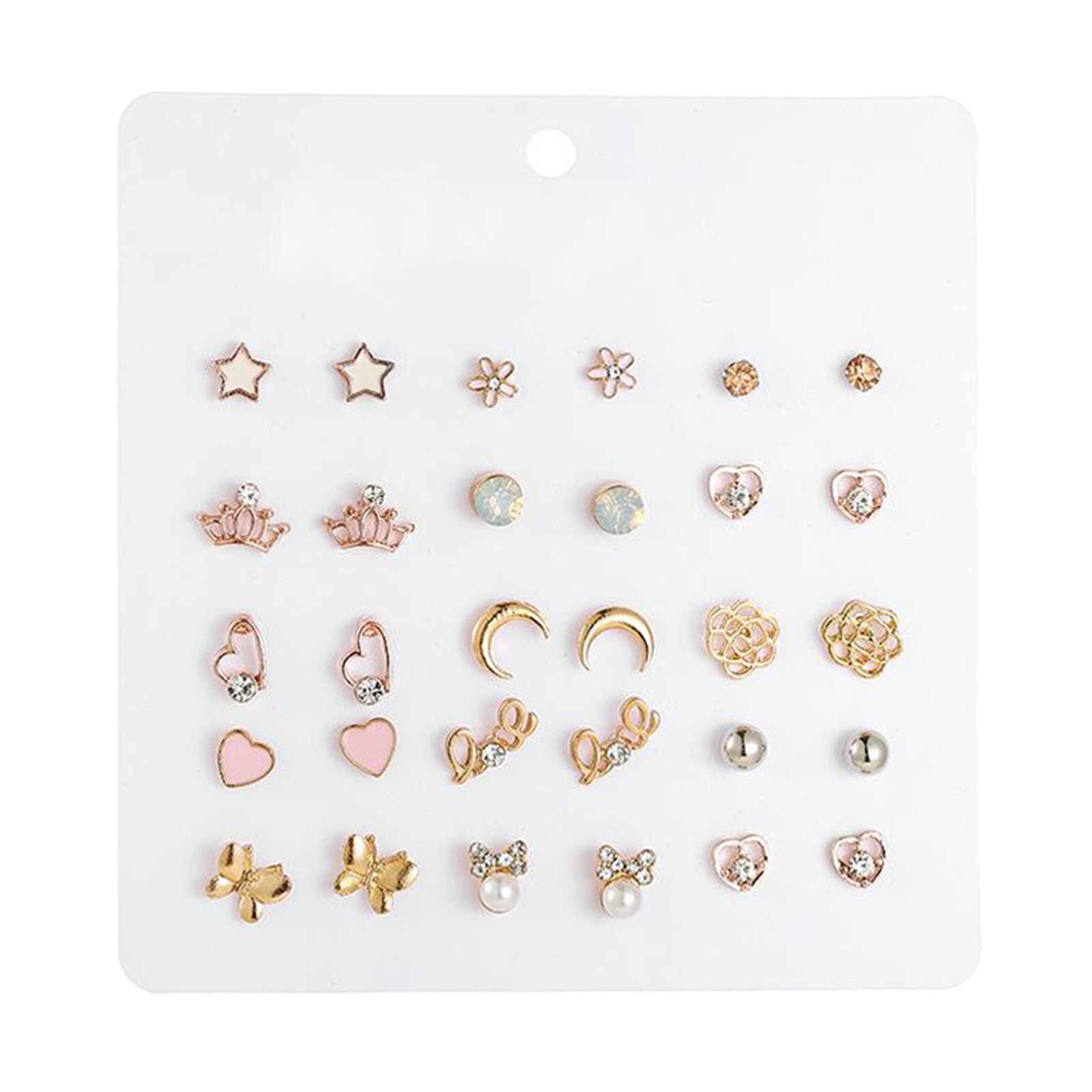 15 Pairs/Pack Girl Stud Earrings Set Pretty Ear Studs For Kids Children Jewelry